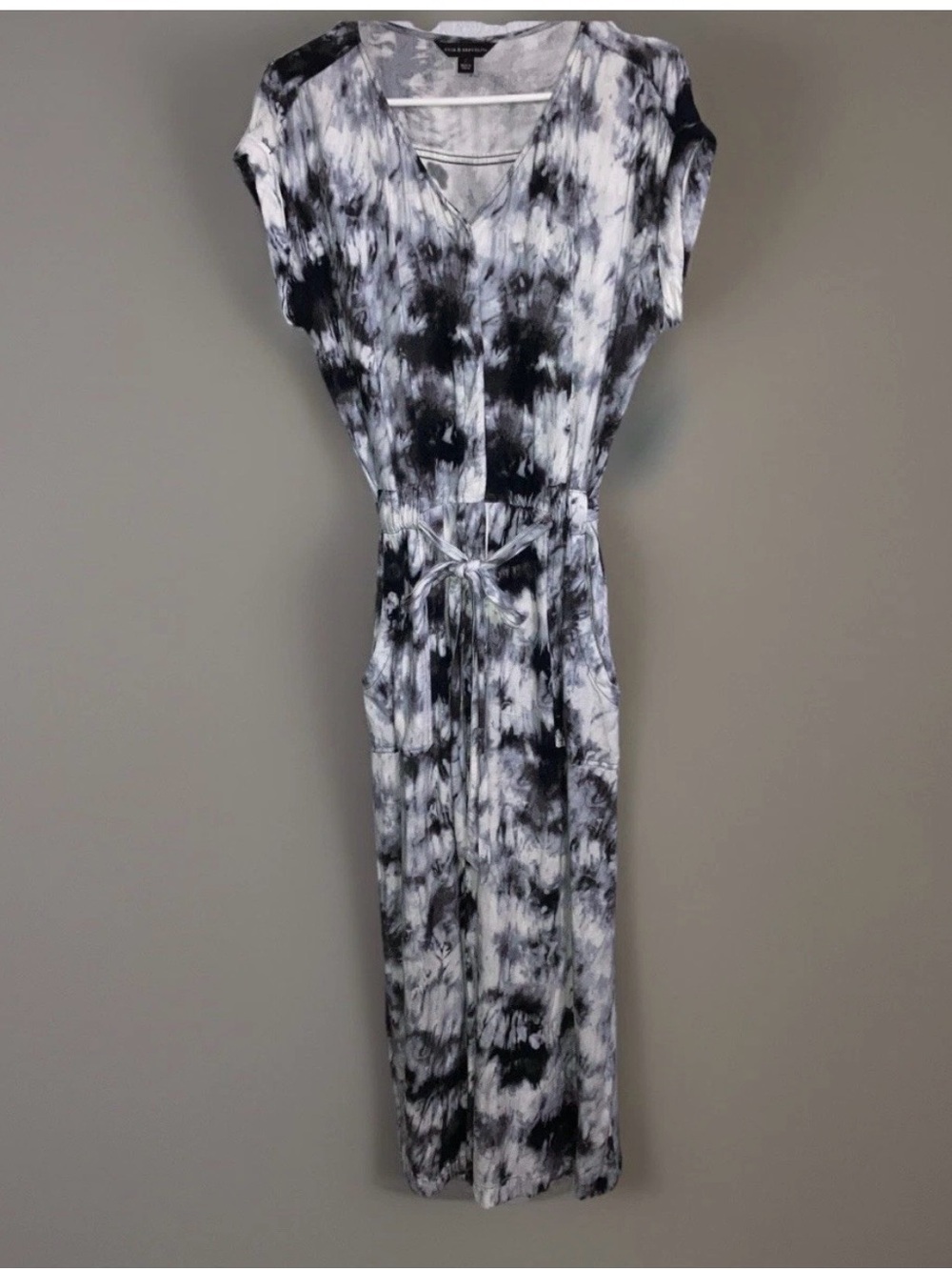 Rock & Republic Tie Dye Jumpsuit Tie Belt Pockets Boho Hippie Grunge Y2K Sz M